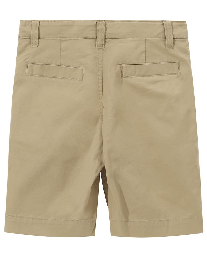 Spring&Gege Boys' Cotton Twill Flat Front Uniform Stretch Chino Shorts, Khaki, 11-12 Years - Image 2